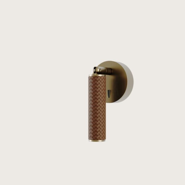 Sieninis šviestuvas Coco Brown Leather / Aged Gold