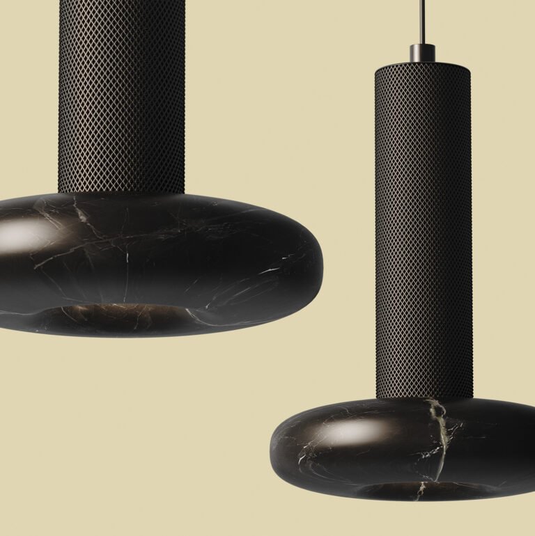 Pakabinamas šviestuvas Hulo Black / Black Marble